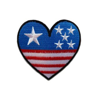 USA Heart I Love USA Flag Flag Patches, Iron-Ons, Iron-Ons, Appliques, Patches, Iron-on Patches, Taille: 6,8 x 7,5 cm