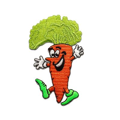 Karotte Gemüse - Aufnäher, Bügelbild, Aufbügler, Applikationen, Patches, Flicken, zum aufbügeln, Größe: 8 x 4,9 cm