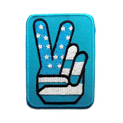 USA victory Peace - Aufnäher, Bügelbild, Aufbügler, Applikationen, Patches, Flicken, zum aufbügeln, Größe: 7,5 x 5,4 cm