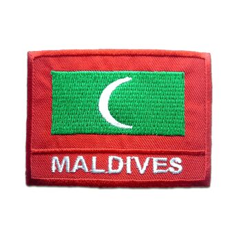 Écusson drapeau des Maldives, thermocollant, thermocollant, appliques, écussons, écussons thermocollants, taille : 4,9 x 6,9 cm