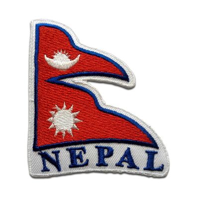Nepal Flagge Fahne - Aufnäher, Bügelbild, Aufbügler, Applikationen, Patches, Flicken, zum aufbügeln, Größe: 7,8 x 6,8 cm