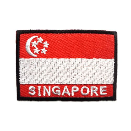 Singapur Flagge Fahne - Aufnäher, Bügelbild, Aufbügler, Applikationen, Patches, Flicken, zum aufbügeln, Größe: 4,8 x 7 cm