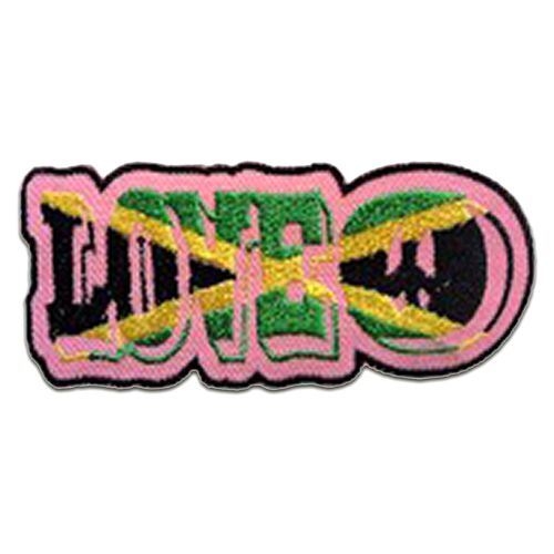 Love Liebe Reggae - Aufnäher, Bügelbild, Aufbügler, Applikationen, Patches, Flicken, zum aufbügeln, Größe: 9,5 x 4 cm