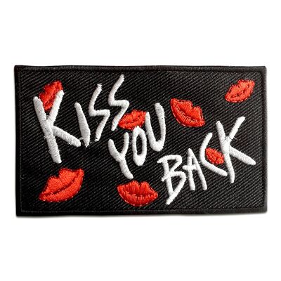 Kiss You Back - Aufnäher, Bügelbild, Aufbügler, Applikationen, Patches, Flicken, zum aufbügeln, Größe: 8,4 x 5,1 cm