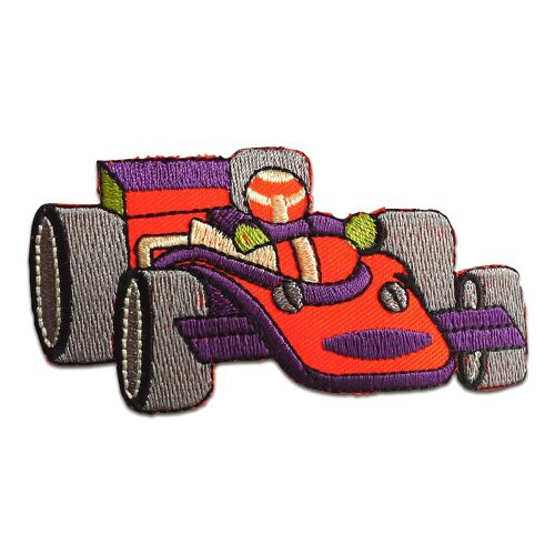 Formel1 Auto Kinder - Aufnäher, Bügelbild, Aufbügler, Applikationen, Patches, Flicken, zum aufbügeln, Größe: 9,8 x 4,9 cm