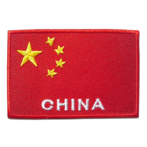 China Flagge Fahne - Aufnäher, Bügelbild, Aufbügler, Applikationen, Patches, Flicken, zum aufbügeln, Größe: 7,7 x 5,1 cm