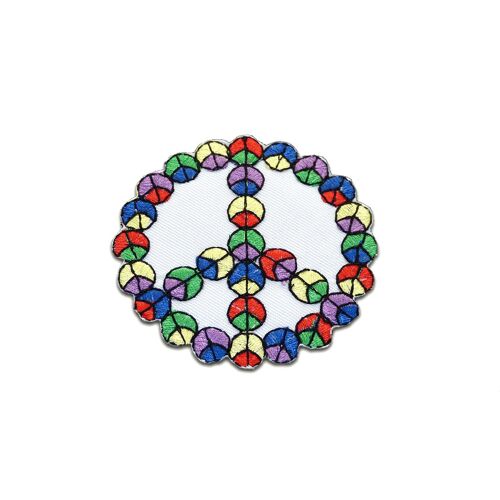 Peace Frieden Symbol - Aufnäher, Bügelbild, Aufbügler, Applikationen, Patches, Flicken, zum aufbügeln, Größe: Ø 6,6 cm