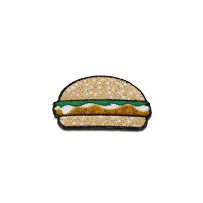 Burger Essen Fast Food - Aufnäher, Bügelbild, Aufbügler, Applikationen, Patches, Flicken, zum aufbügeln, Größe: 5,9 x 3,7 cm