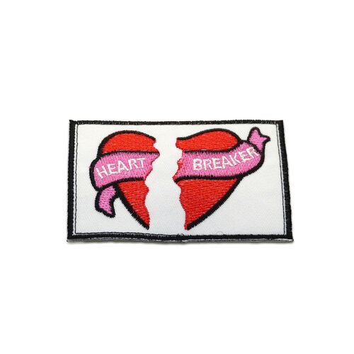 Heart Breaker gebrochenes Herz - Aufnäher, Bügelbild, Aufbügler, Applikationen, Patches, Flicken, zum aufbügeln, Größe: 5,2 x 8,2 cm