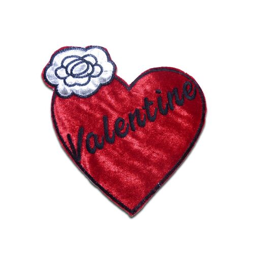 XL Herz Blume Valentine Valentinstag - Aufnäher, Bügelbild, Aufbügler, Applikationen, Patches, Flicken, zum aufbügeln, Größe: 20,6 x 18,5 cm