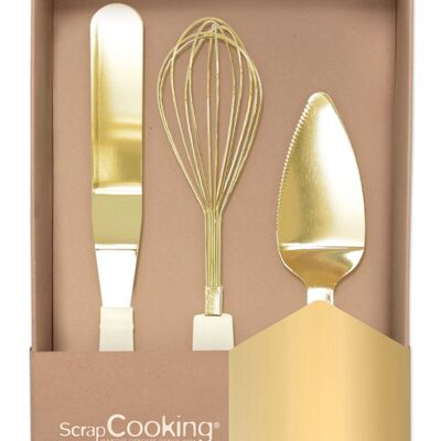 Box of 3 golden utensils