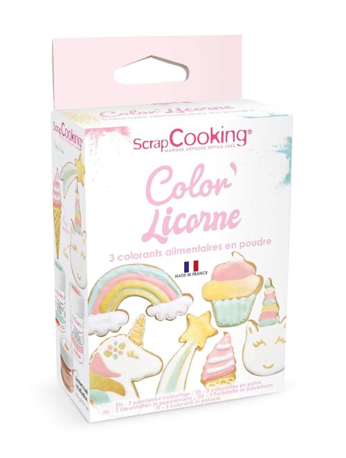 3 colorants artificiels en poudre "Licorne" 3x5g