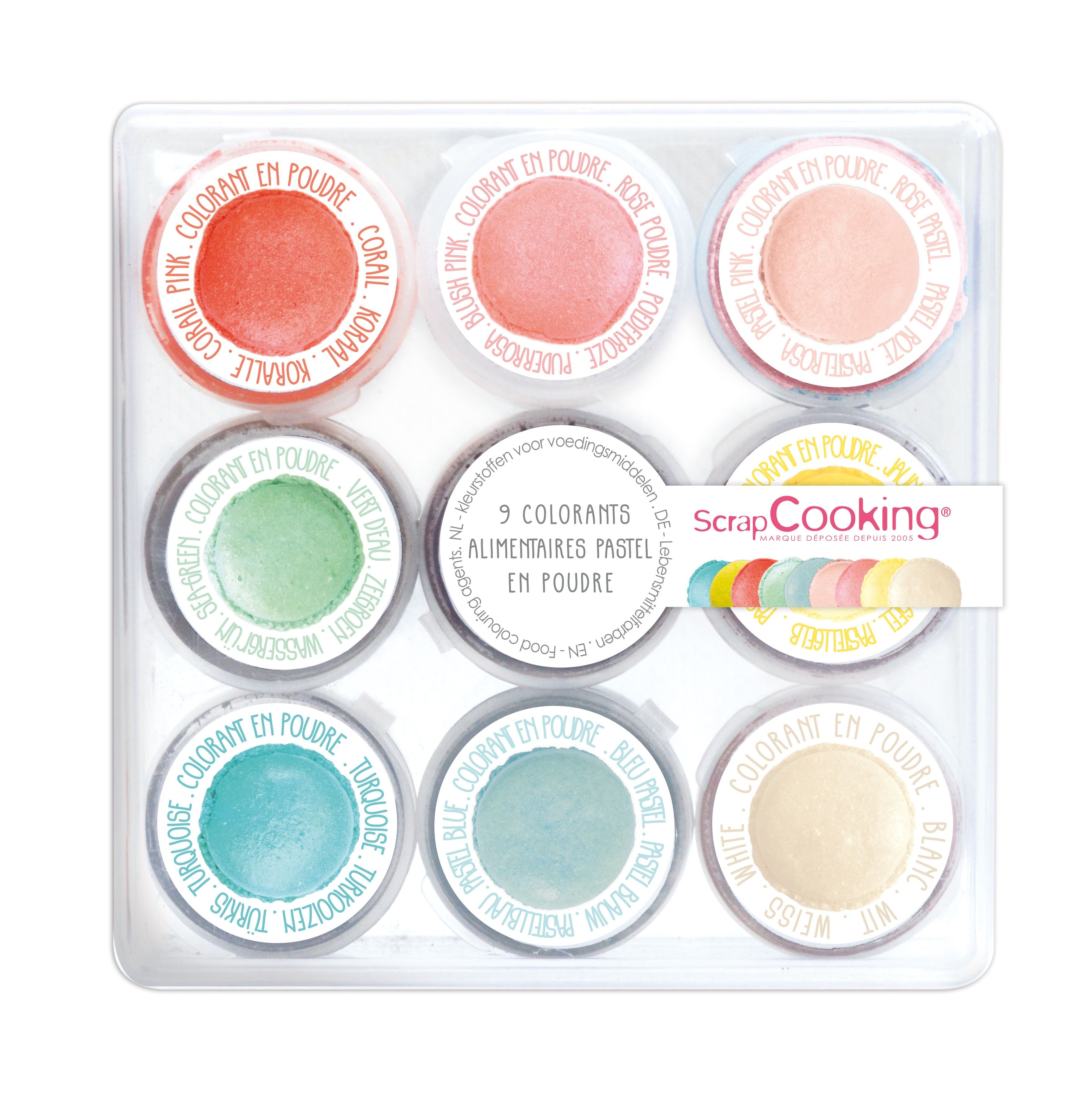 9 künstliche Mini-Farbpulver "Pastell".