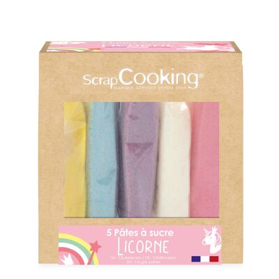 Lot de 5 PAS licorne (jaune, bleu pastel, parme, blanc, rose) 5X80g
