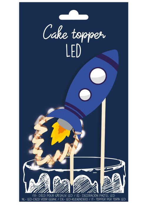 Cake topper Led fusée (dont 0,08€HTd'éco-participation)