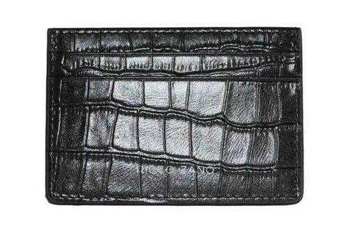 Alma - Leather Card Holder - Black Croc