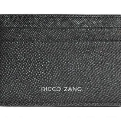 Alma - Leather Card Holder - Black Saffiano