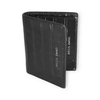 Orina - Leather Card Case - Black Croc