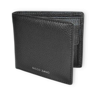 Otavio - Leather Coin Wallet - Black Pebble