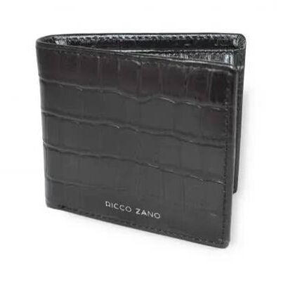 Otavio - Leather Coin Wallet - Black Croc