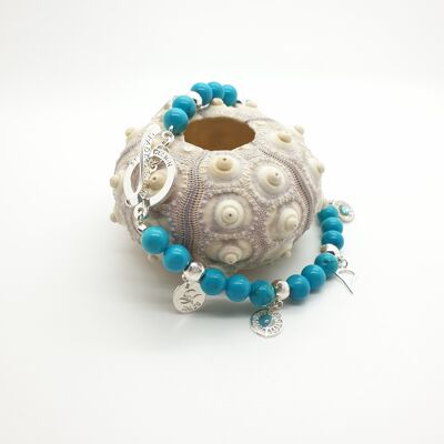 Bracelet breloques - argenté - turquoise