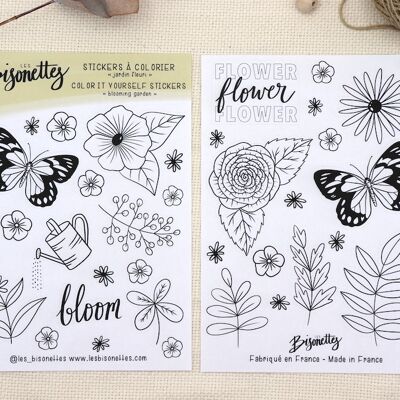 Planche à Stickers à Colorier "blooming garden"