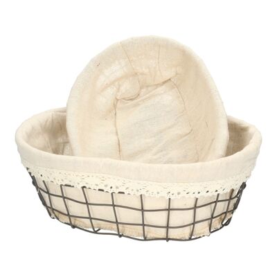 Deux paniers en métal avec insert en tissu