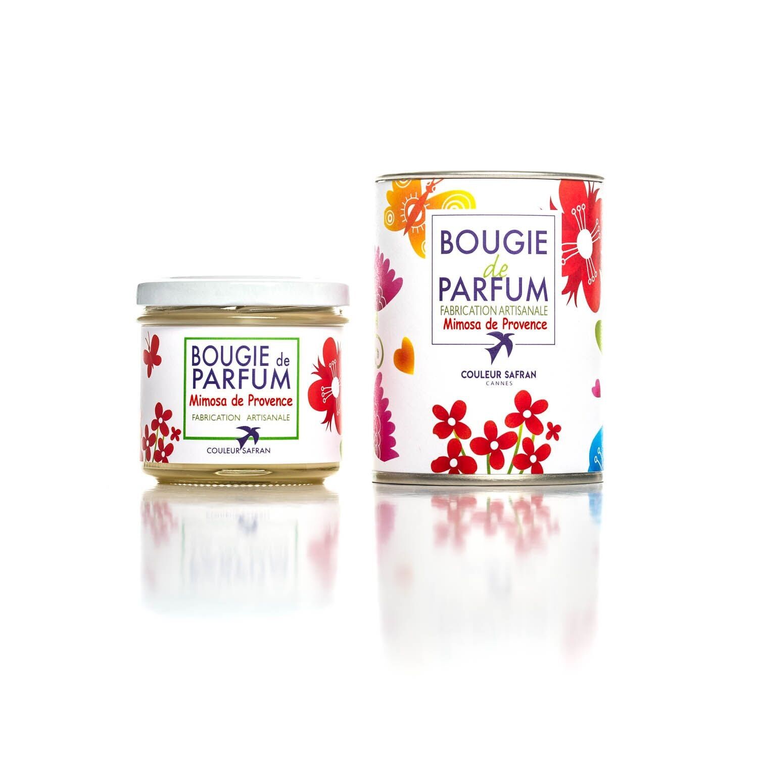 Bougie de Parfum Mimosa de Provence Artisanale & végétale made in France -Grasse 130G