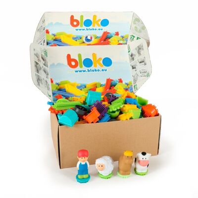 100 Bloko + 4 Farm 3D Figures + Storage Bag - Packaging ♻ G2G - 503661