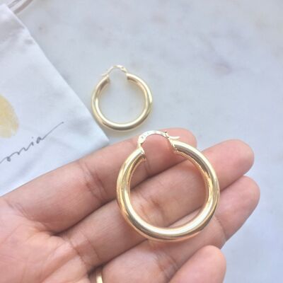 Medium Thick 18k Gold Filled Hoops