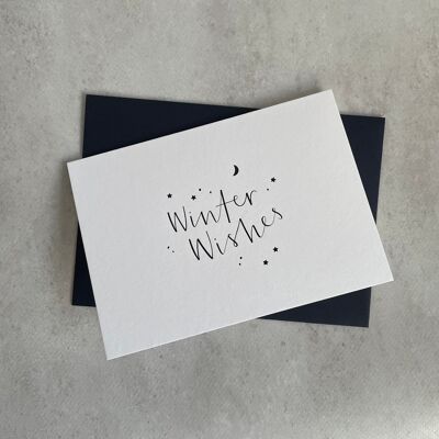 Winter Wishes Mono Christmas Card - Pack of 5