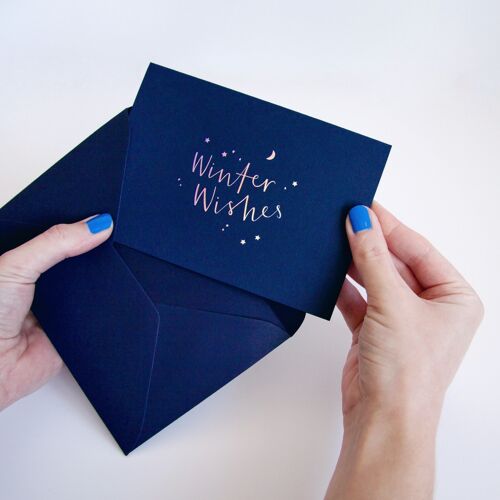Winter Wishes Iridescent Dark Christmas Card - Single Card