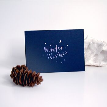 Winter Wishes Iridescent Dark Christmas Card - Carte simple 2