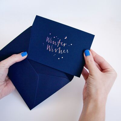 Winter Wishes Iridescent Dark Christmas Card - Confezione da 5