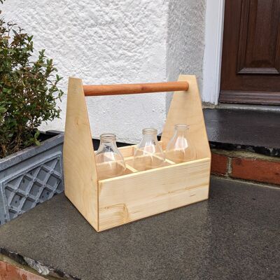 Reclaimed Wood Bottle Caddy - Large