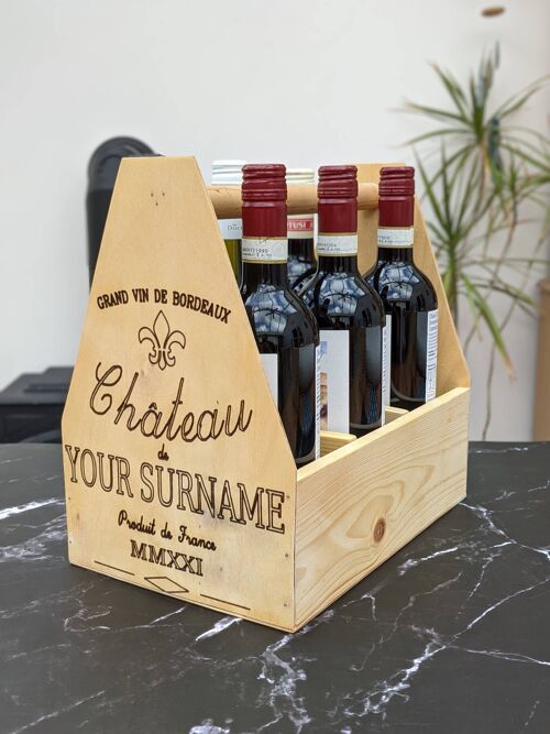 Personalised Reclaimed Wood Bottle Caddy - Large