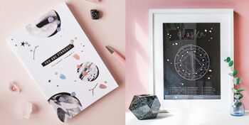 Pack Astrologie | Thème astral personnalisé + Journal - Obsidienne - + cadre blanc + journal 2