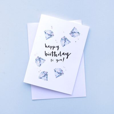 Tarjeta de cumpleaños minúscula de April Birthstones | Diamante - Piedras de nacimiento diminutas