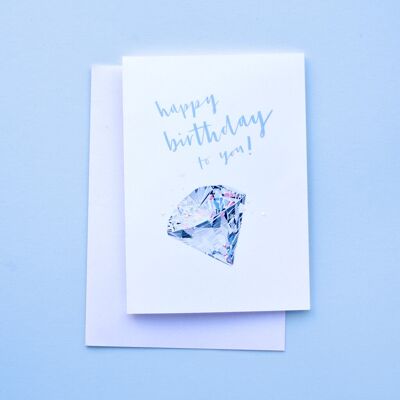 April Tiny Birthstones Geburtstagskarte | Diamant - Großer Geburtsstein