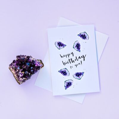 February Tiny Birthstones Birthday Card | Amethyst