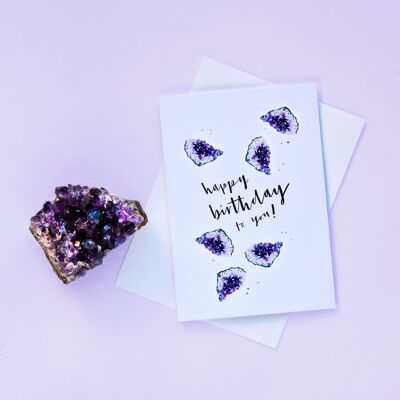 Februar Tiny Birthstones Geburtstagskarte | Amethyst
