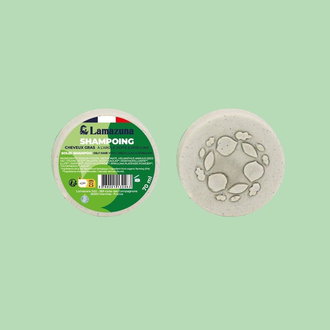 BULK - Shampoo solido per capelli grassi - Argilla verde / Spirulina - Regola e purifica