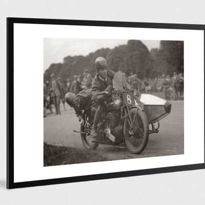 Foto antigua en blanco y negro sidecar n°08 alu 30x45cm