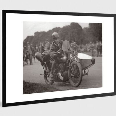 Foto antigua en blanco y negro sidecar n°08 alu 40x60cm