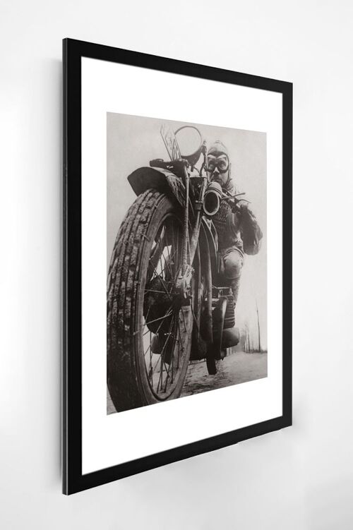 Photo ancienne noir et blanc moto n°29 alu 30x45cm