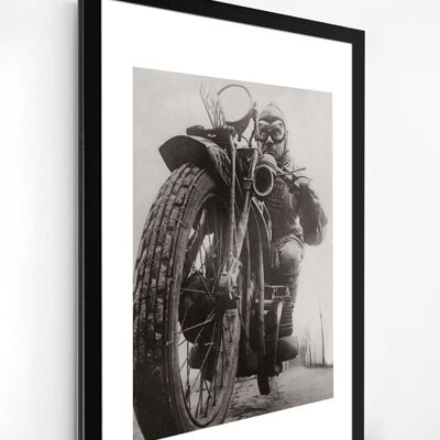 Photo ancienne noir et blanc moto n°29 alu 40x60cm