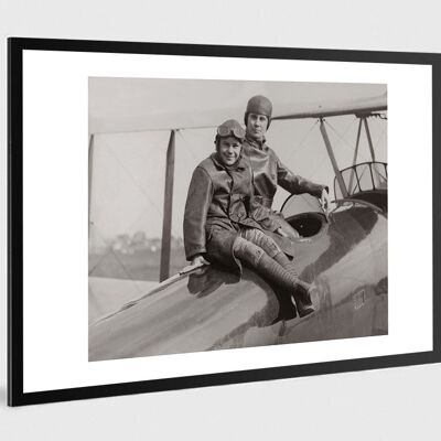 Old black and white photo airplane n°04 alu 30x45cm