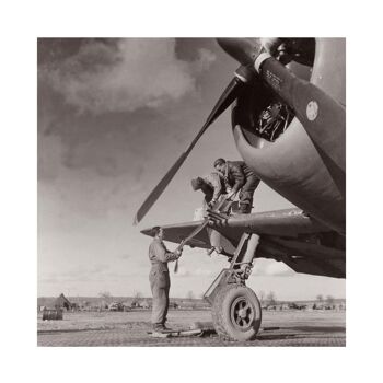 Photo ancienne noir et blanc avion n°12 alu 40x40cm 5