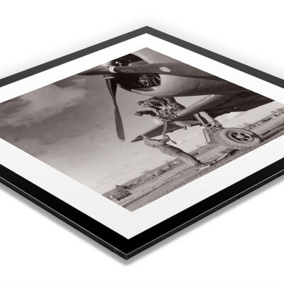 Photo ancienne noir et blanc avion n°12 alu 100x100cm