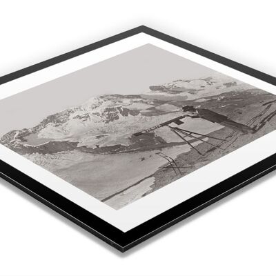 Vecchia foto in bianco e nero montagna n°59 alu 30x30cm